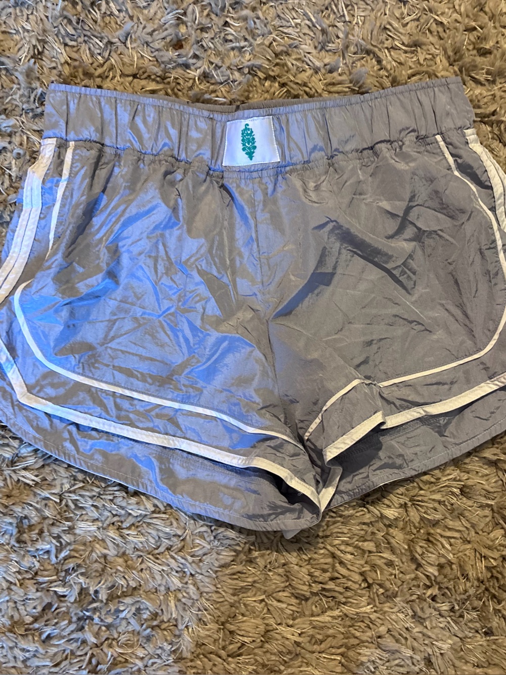 Free People Grey Athletic Shorts with White Piping